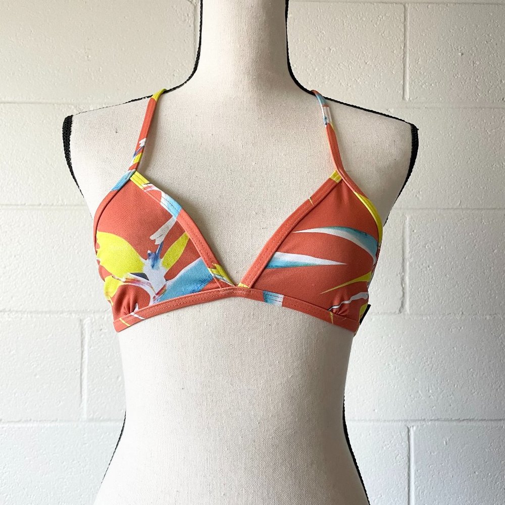 Jolyn Floral Print Triangle Crossback Bikini Top Swimwear Women’s Small